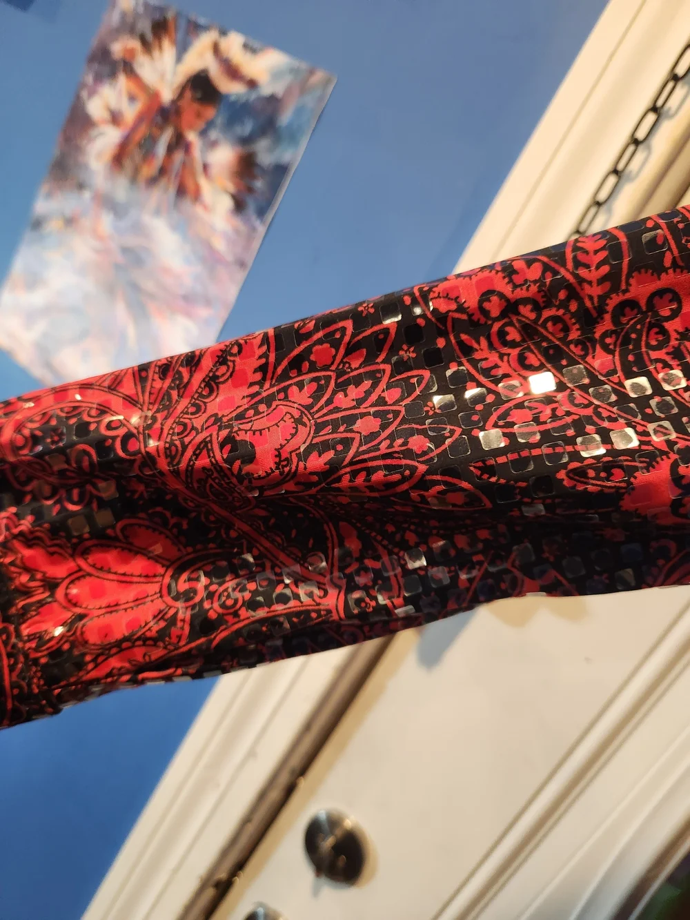 Vitage Koret Red and Black Paisley Jacket Embellished w/ Sequins - Womens Size S